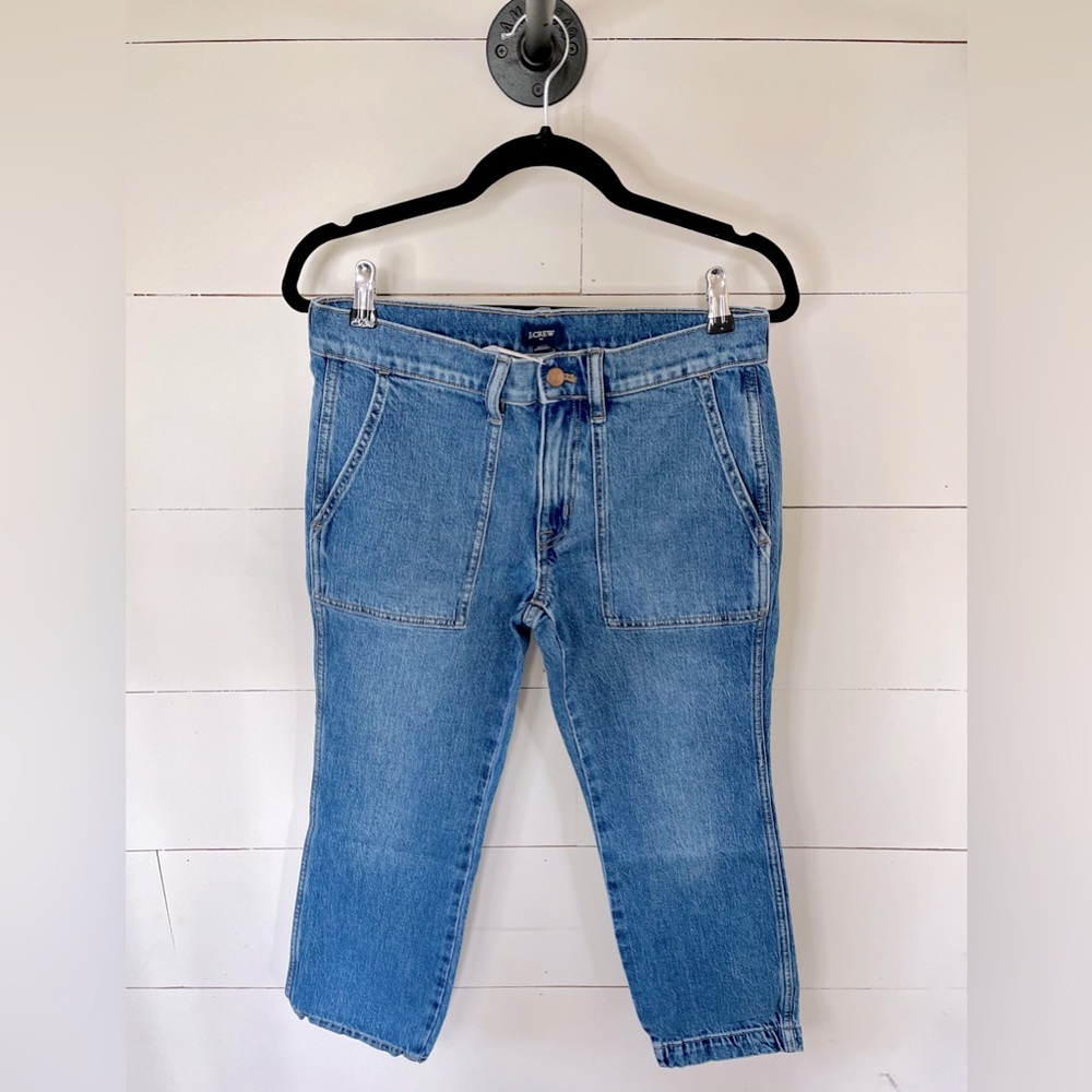 J. Crew NWT Cropped 90s style Blue Jeans 30P Denim Capris Straight Fit Petite